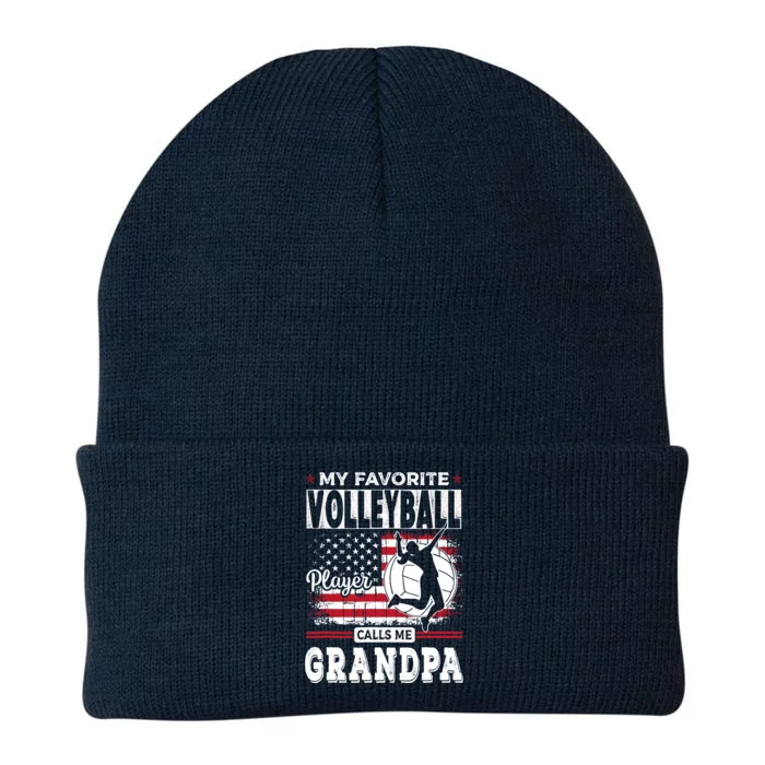 My Favorite Volleyball Player Calls Me Grandpa American Flag Knit Cap Winter Beanie