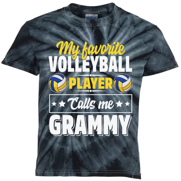 My Favorite Volleyball Player Calls Me Grammy Mother's Day Kids Tie-Dye T-Shirt