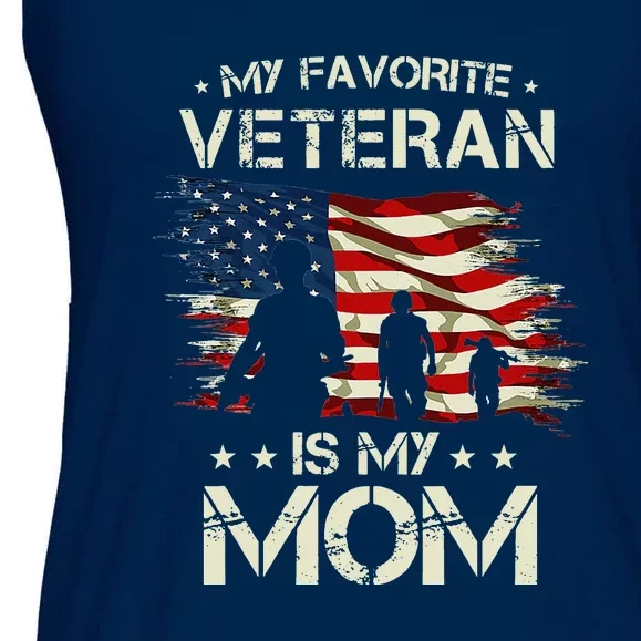 My Favorite Veteran Is Mom Proud Mom Mother Veterans Day Ladies Essential Flowy Tank