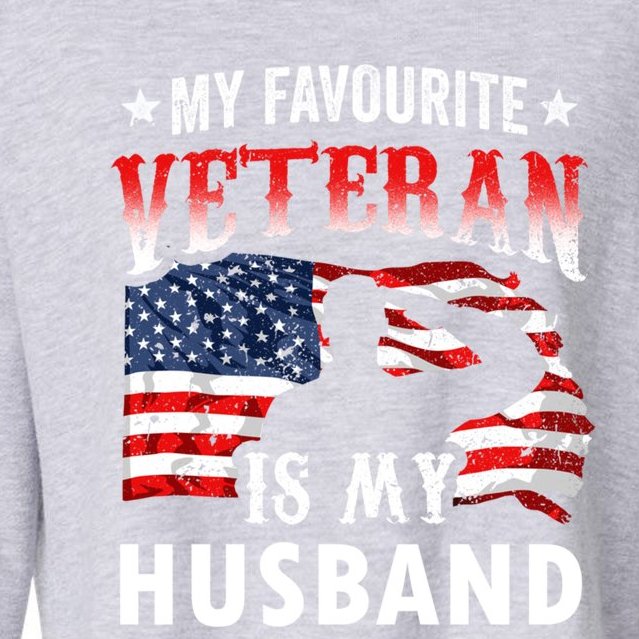 My Favorite Veteran Is My Husband Veteran's Day Veterans Gift Cropped Pullover Crew