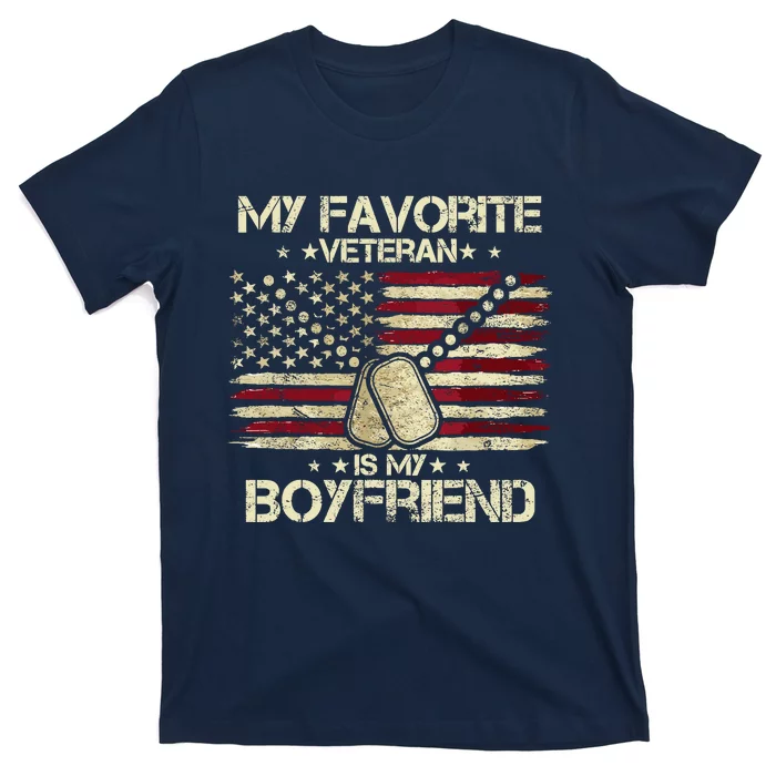 My Favorite Veteran Is My Boyfriend Flags Veterans Day T-Shirt