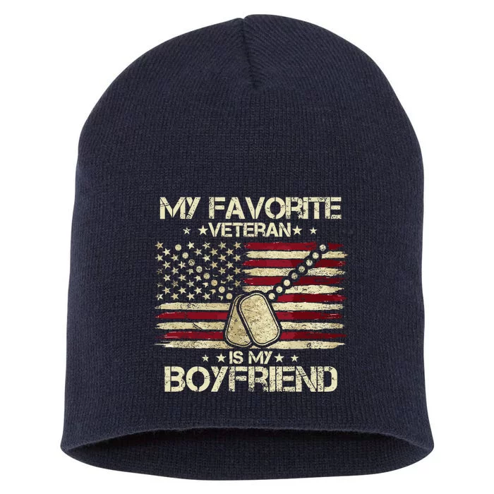 My Favorite Veteran Is My Boyfriend Flags Veterans Day Short Acrylic Beanie