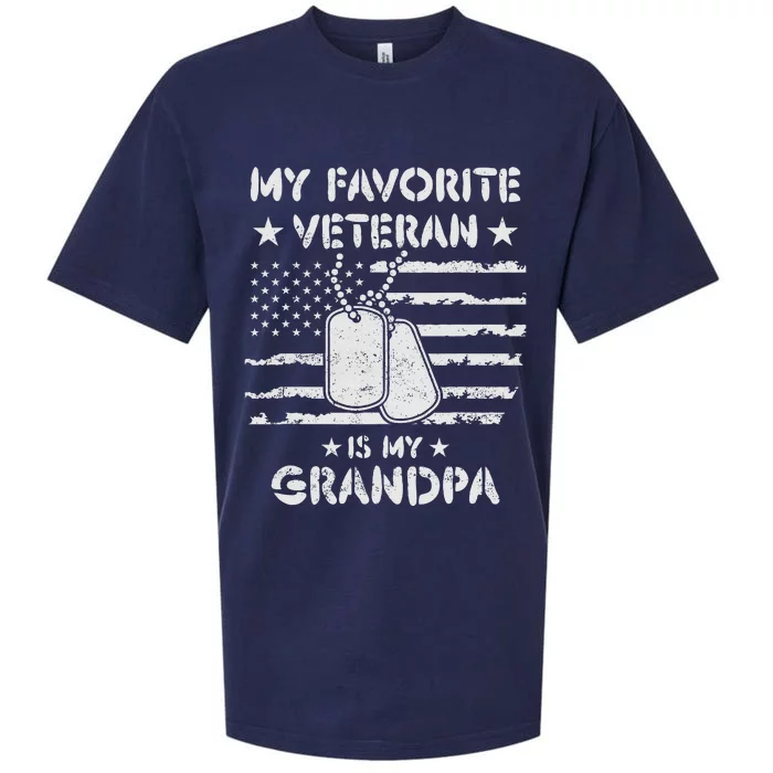 My Favorite Veteran Is My Grandpa Kids Veterans Day Sueded Cloud Jersey T-Shirt