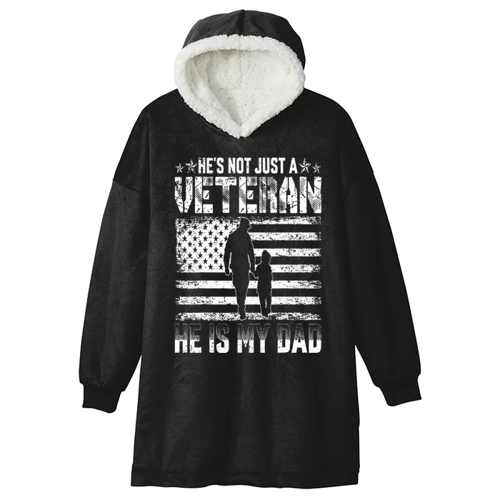 Military Family Veteran Support My Dad US Veteran Patriotic Hooded Wearable Blanket