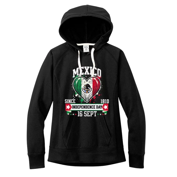 Mexico Flag Vintage Mexican Women Patriotic Mexican Flag Gift Women's Fleece Hoodie