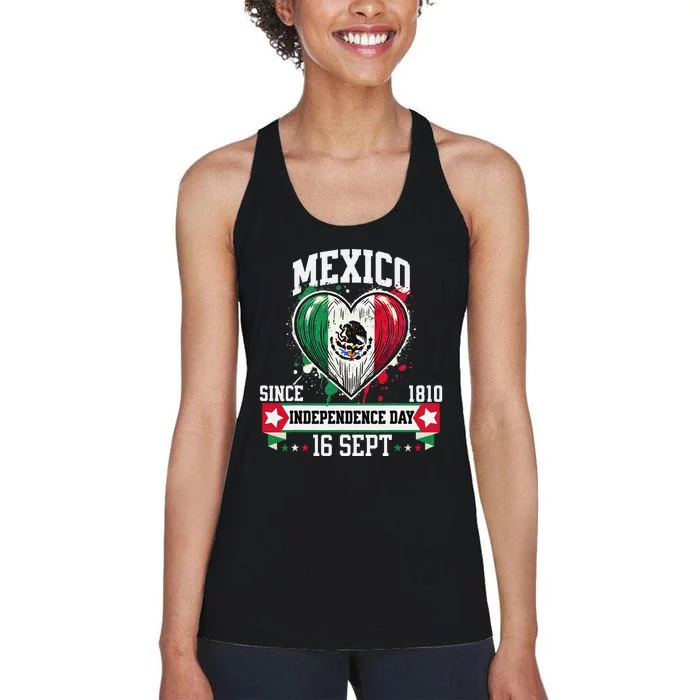 Mexico Flag Vintage Mexican Women Patriotic Mexican Flag Gift Women's Racerback Tank