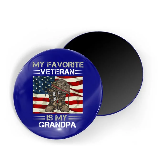 My Favorite Veteran Is My Grandpa American Flag Cool Gift Magnet