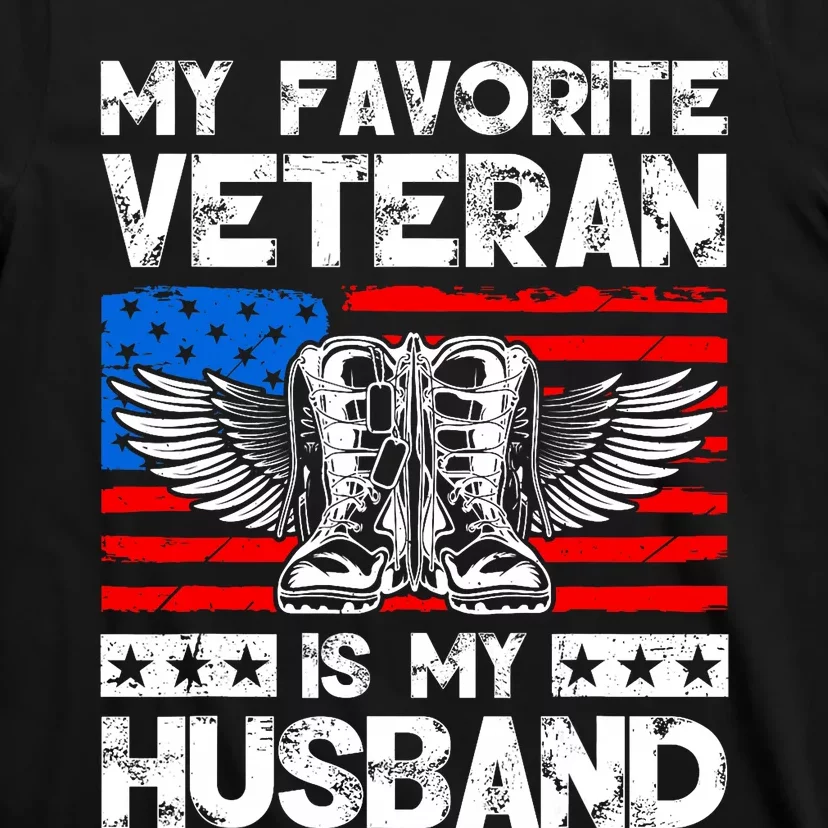 My Favorite Veteran Is My Husband American Us Flag T-Shirt