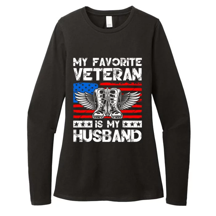 My Favorite Veteran Is My Husband American Us Flag Womens CVC Long Sleeve Shirt