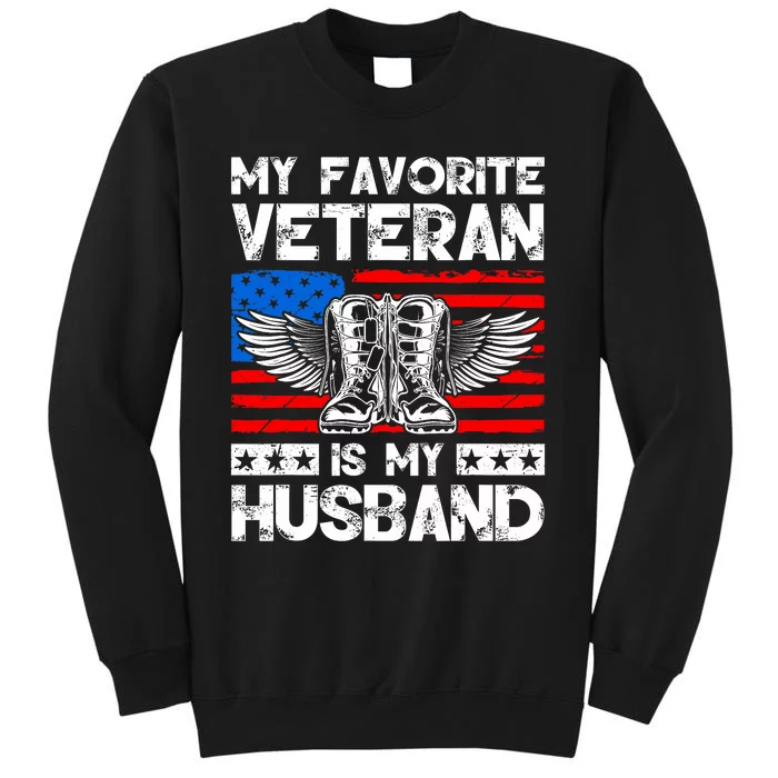 My Favorite Veteran Is My Husband American Us Flag Tall Sweatshirt