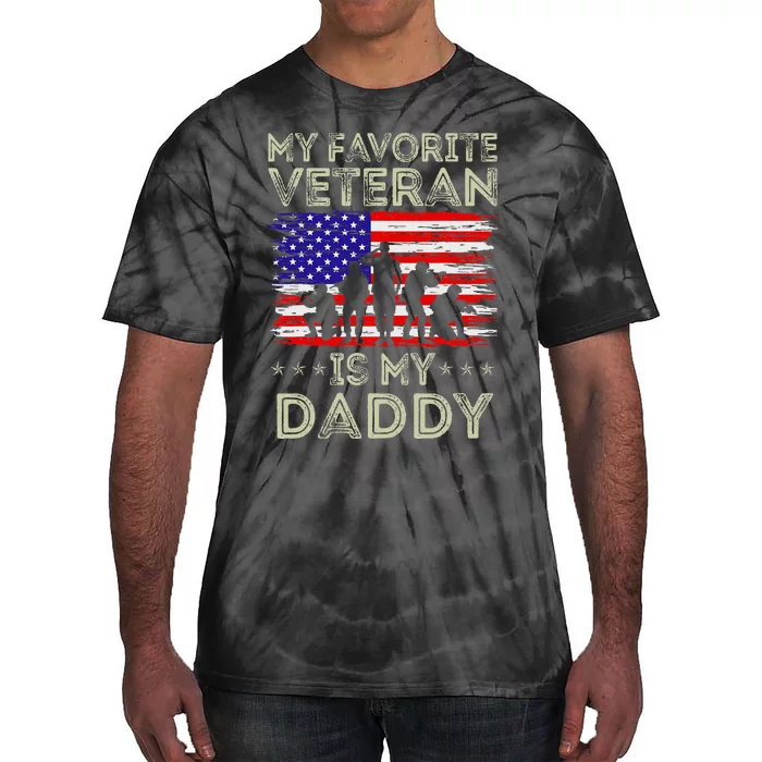 My Favorite Veteran Is My Daddy American Flag Veterans Day Tie-Dye T-Shirt