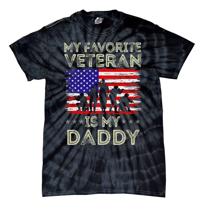 My Favorite Veteran Is My Daddy American Flag Veterans Day Tie-Dye T-Shirt