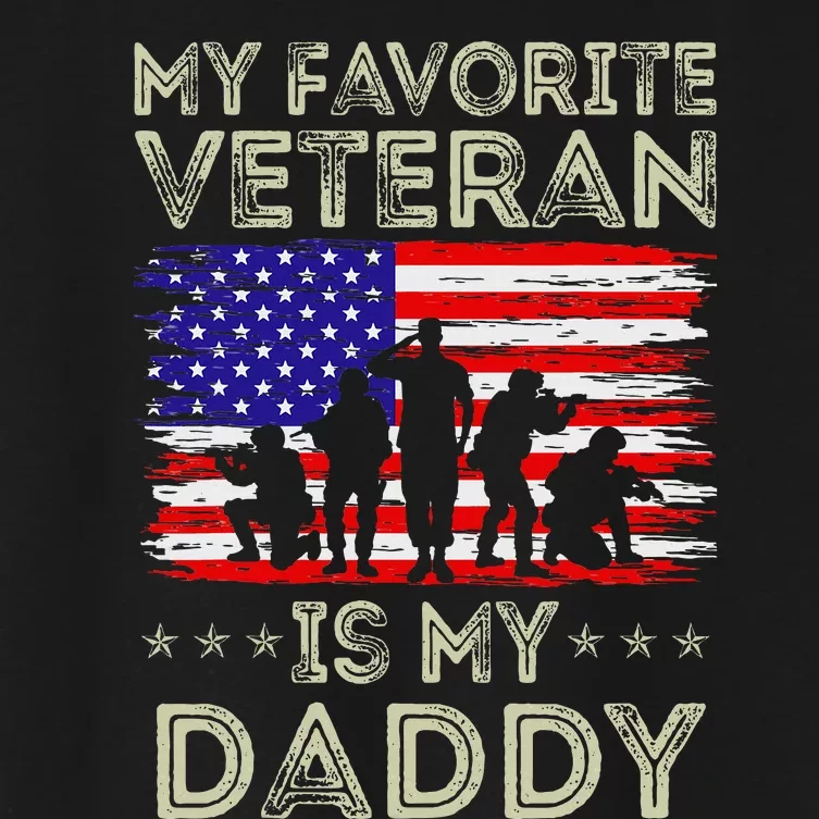 My Favorite Veteran Is My Daddy American Flag Veterans Day Women's Crop Top Tee