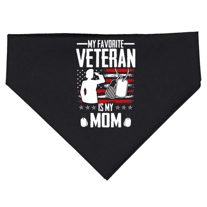 My Favorite Veteran Is My Mom Usa Flag Vintage USA-Made Doggie Bandana