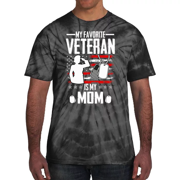 My Favorite Veteran Is My Mom Usa Flag Vintage Tie-Dye T-Shirt