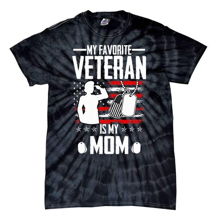 My Favorite Veteran Is My Mom Usa Flag Vintage Tie-Dye T-Shirt