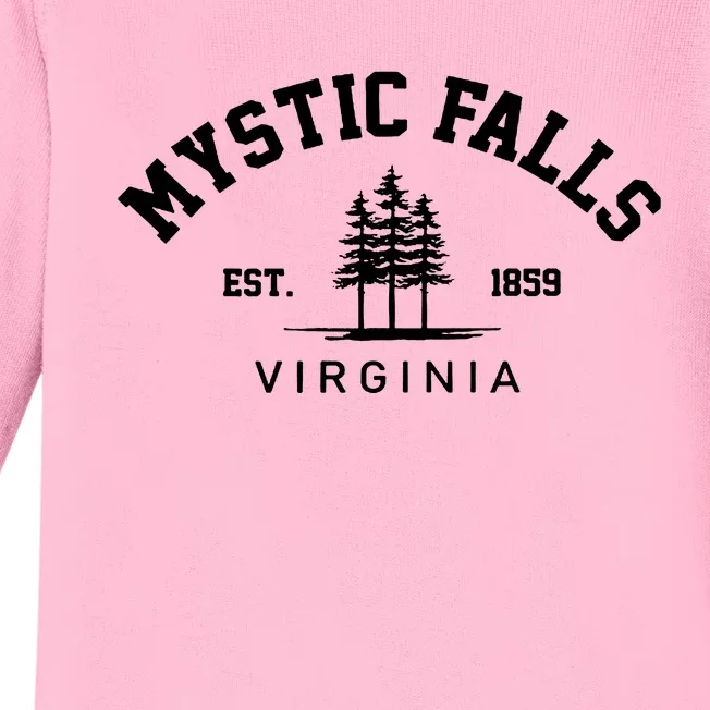 Mystic Falls Virginia Salvatore Stefan Damon Vampire Fan Gift Baby Long Sleeve Bodysuit