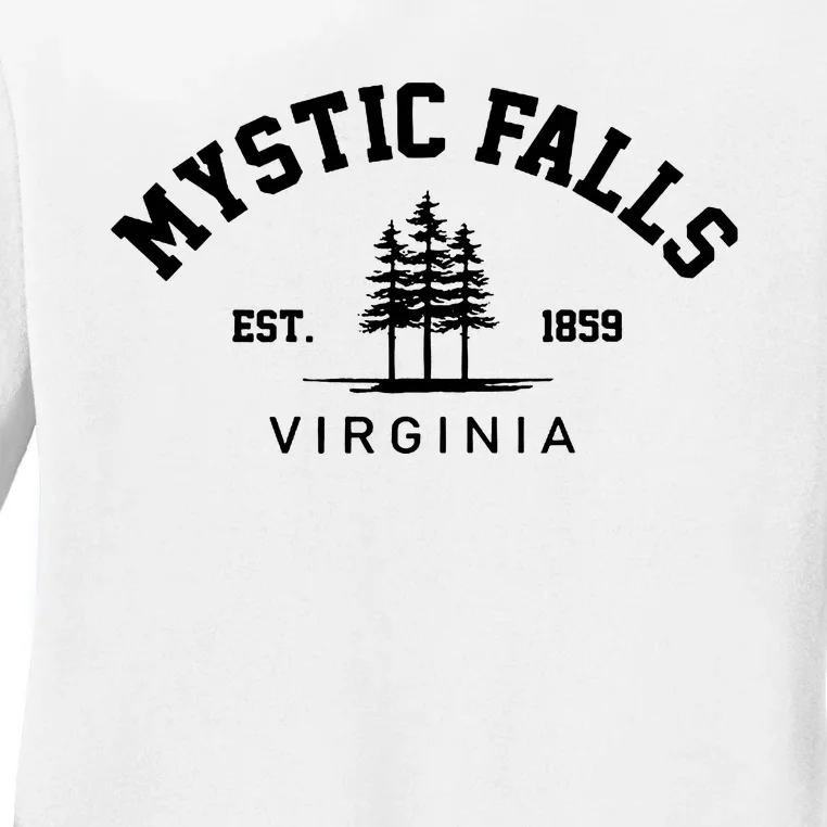 Mystic Falls Virginia Salvatore Stefan Damon Vampire Fan Gift Ladies Long Sleeve Shirt