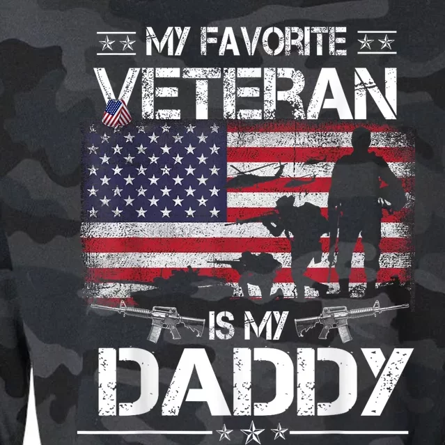 My Favorite Veteran Is My Daddy Flag Father Veterans Day Cropped Pullover Crew