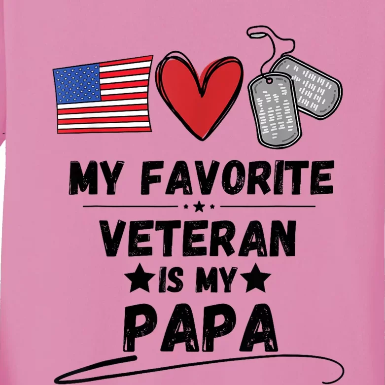 My Favorite Veteran Is My Papa Father Veterans Day Kids Long Sleeve Shirt