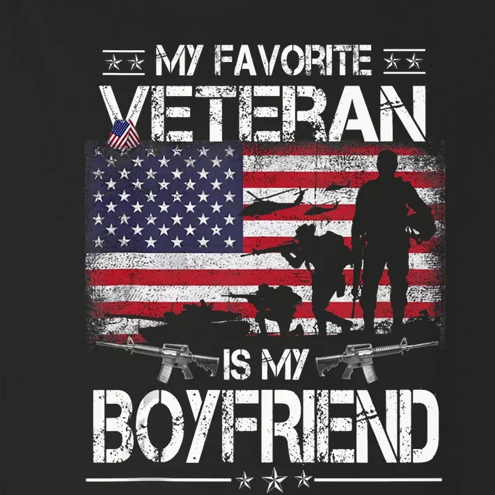 My Favorite Veteran Is My Boyfriend Flag Veterans Day Toddler Long Sleeve Shirt