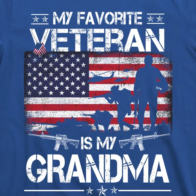 My Favorite Veteran Is My Grandma Cool Gift Flag Mother Veterans Day Funny Gift T-Shirt