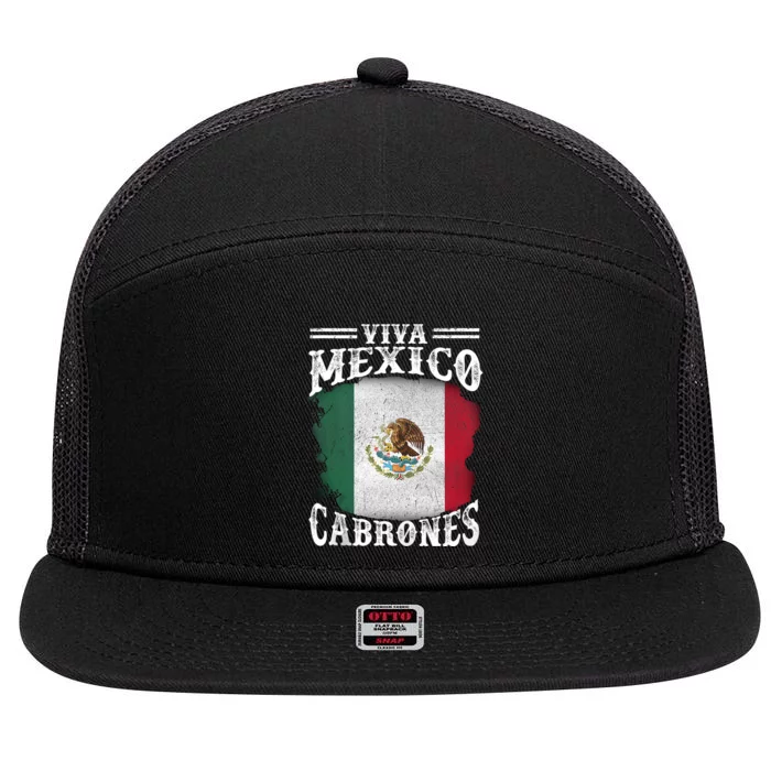 Mexican Flag Viva Mexico Cabrones Independence Day Pride 7 Panel Mesh Trucker Snapback Hat