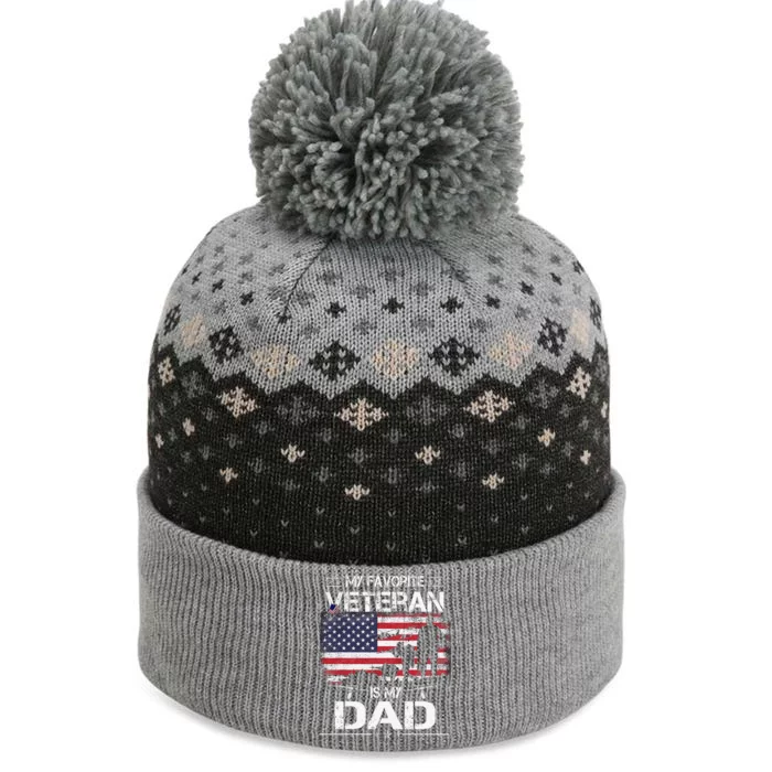 My Favorite Veteran Is My Dad Flag Father Veterans Day The Baniff Cuffed Pom Beanie