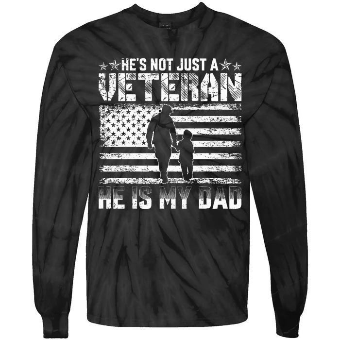 Military Family Veteran Support My Dad Us Veteran Patriotic Tie-Dye Long Sleeve Shirt