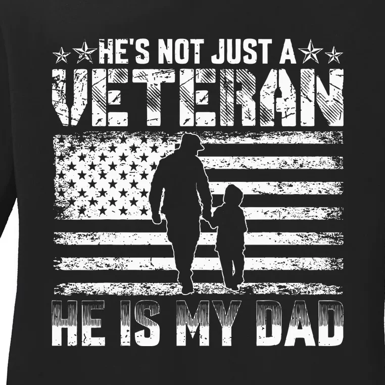 Military Family Veteran Support My Dad Us Veteran Patriotic Ladies Long Sleeve Shirt