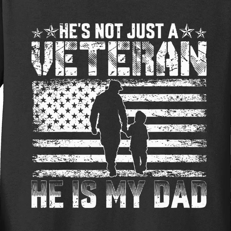 Military Family Veteran Support My Dad Us Veteran Patriotic Kids Long Sleeve Shirt