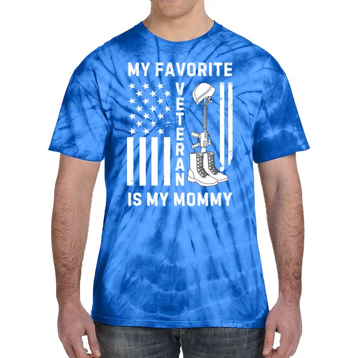 My Favorite Veteran Is My Mom Us Flag Proud Veterans Day Mom Gift Tie-Dye T-Shirt