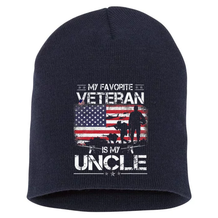 My Favorite Veteran Is My Uncle Flag Father Veterans Day Short Acrylic Beanie