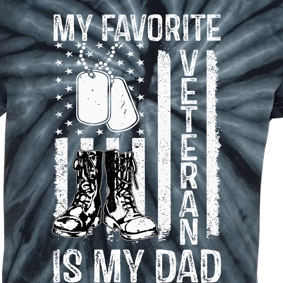 My Favorite Veteran Is My Dad Army Military Veterans Day Kids Tie-Dye T-Shirt