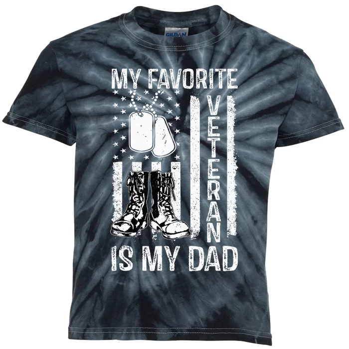 My Favorite Veteran Is My Dad Army Military Veterans Day Kids Tie-Dye T-Shirt