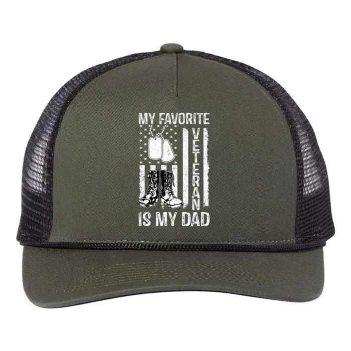 My Favorite Veteran Is My Dad Army Military Veterans Day Retro Rope Trucker Hat Cap