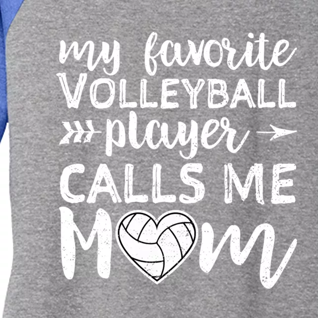 My Favorite Volleyball Player Calls Me Mom Gift Women's Tri-Blend 3/4-Sleeve Raglan Shirt