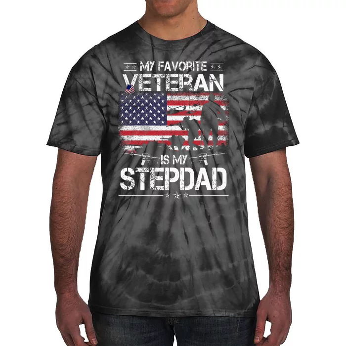 My Favorite Veteran Is My Stepdad Flag Father Veterans Day Tie-Dye T-Shirt