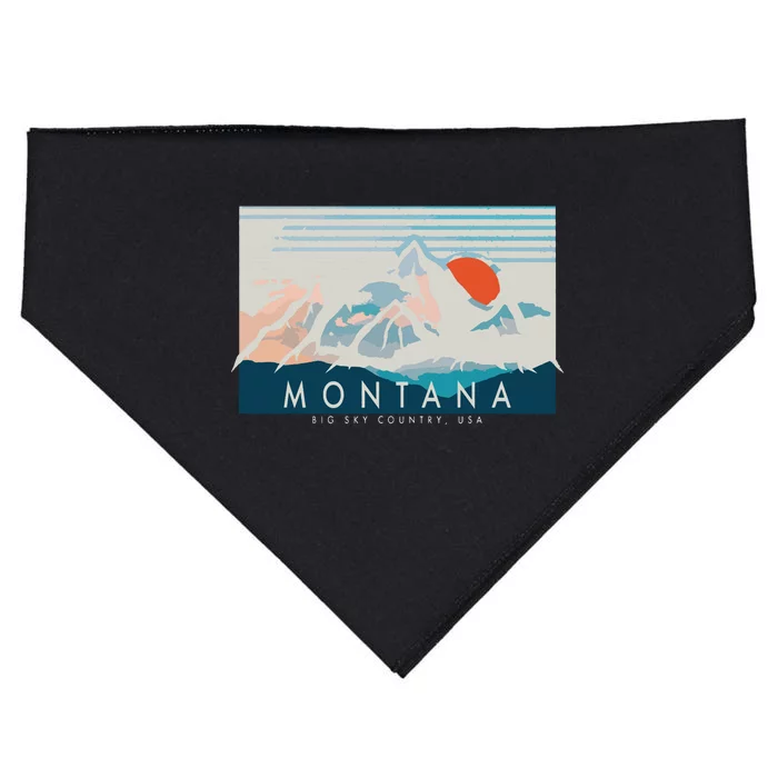 Montana Flag Vintage Outdoors Mountain Graphic Design USA-Made Doggie Bandana