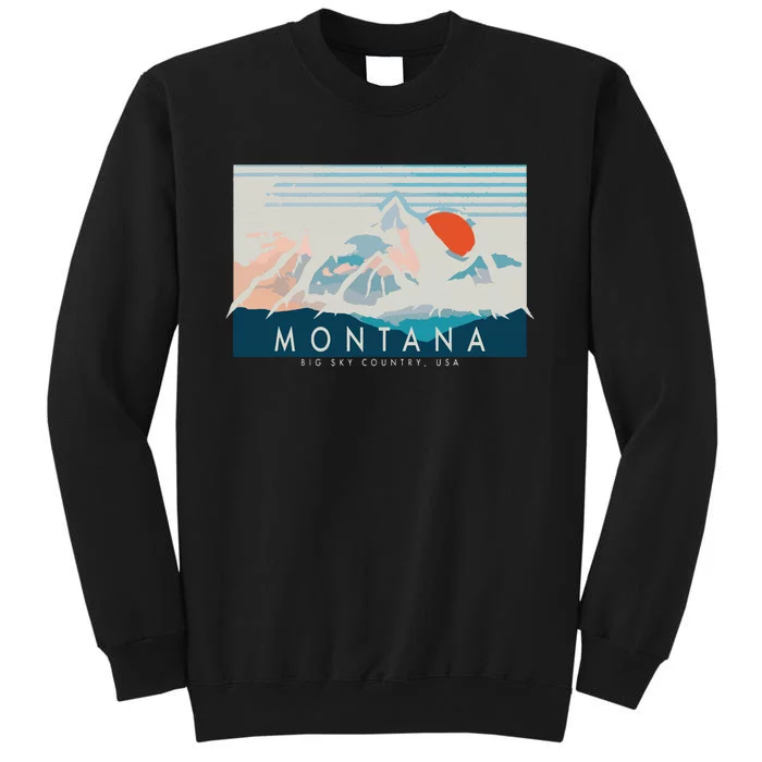 Montana Flag Vintage Outdoors Mountain Graphic Design Sweatshirt