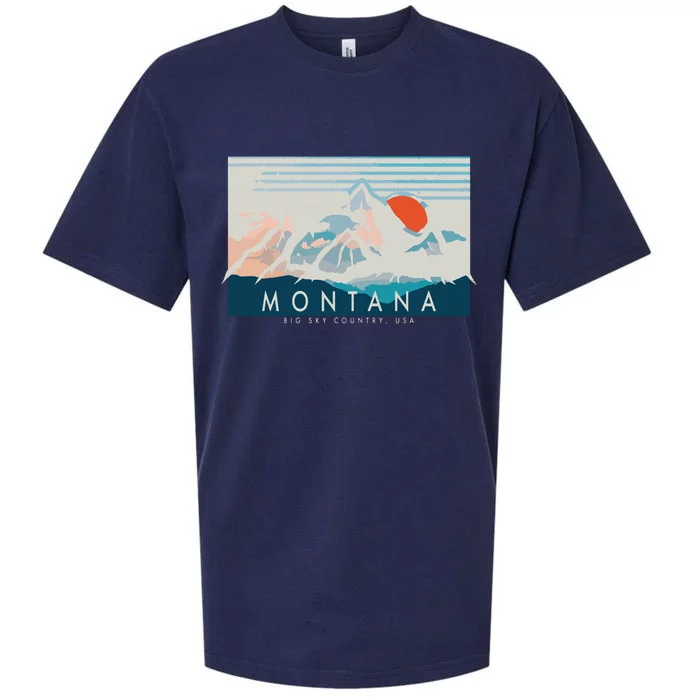 Montana Flag Vintage Outdoors Mountain Graphic Design Sueded Cloud Jersey T-Shirt