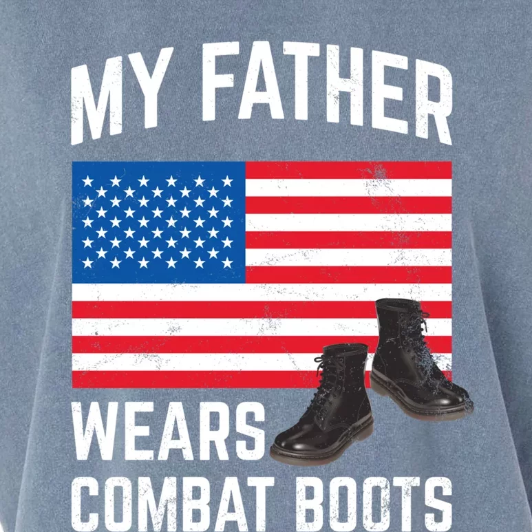 My Father Wears Combat Boots For Soldier Support Cute Gift Garment-Dyed Women's Muscle Tee