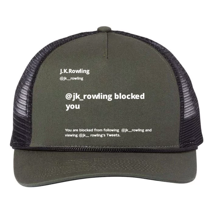 Miss Freda Wallace Jk Rowling Blocked You You Are Blocked From Following Retro Rope Trucker Hat Cap