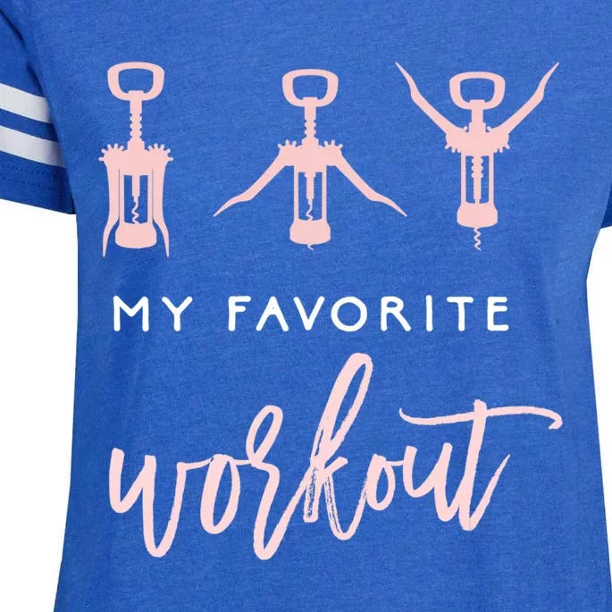 My Favorite Workout Funny Gift Wine Lover Womens Exercise Quote Gif Enza Ladies Jersey Football T-Shirt