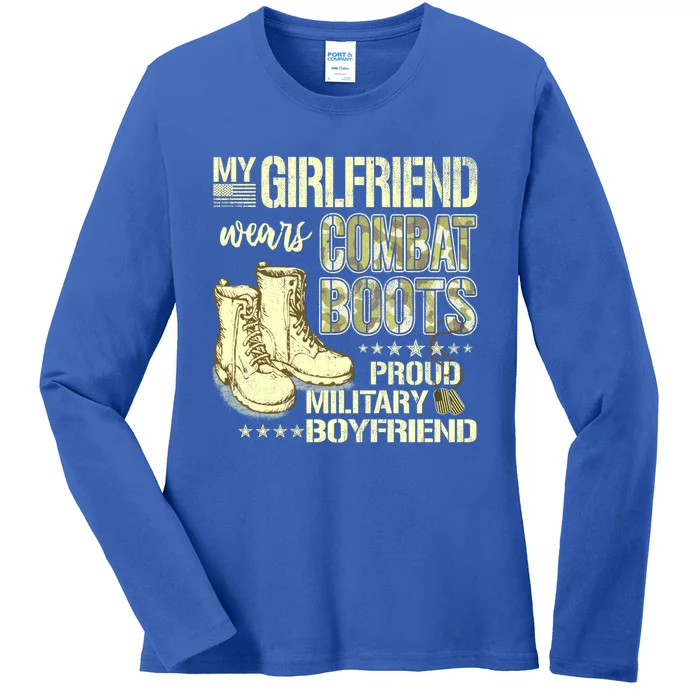 My Friend Wears Combat Boots Gift Proud Military Friend Gift Ladies Long Sleeve Shirt