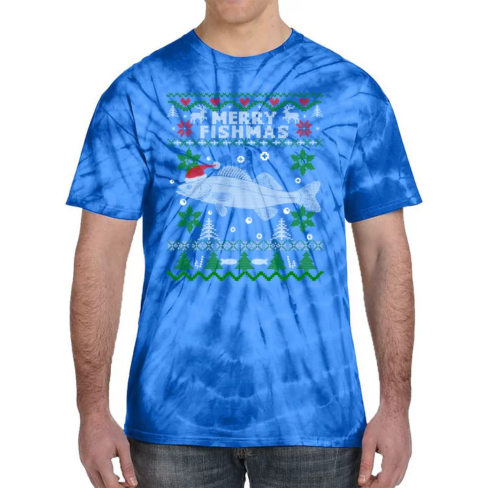 Merry Fishmas Walleye Fisher Gift Fishing Ugly Christmas Gift Tie-Dye T-Shirt