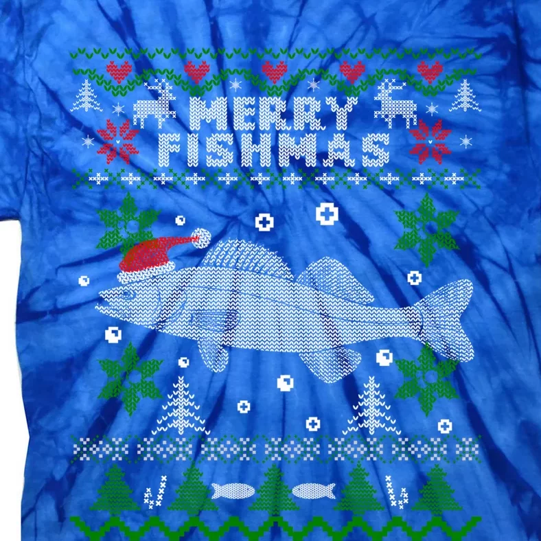 Merry Fishmas Walleye Fisher Gift Fishing Ugly Christmas Gift Tie-Dye T-Shirt