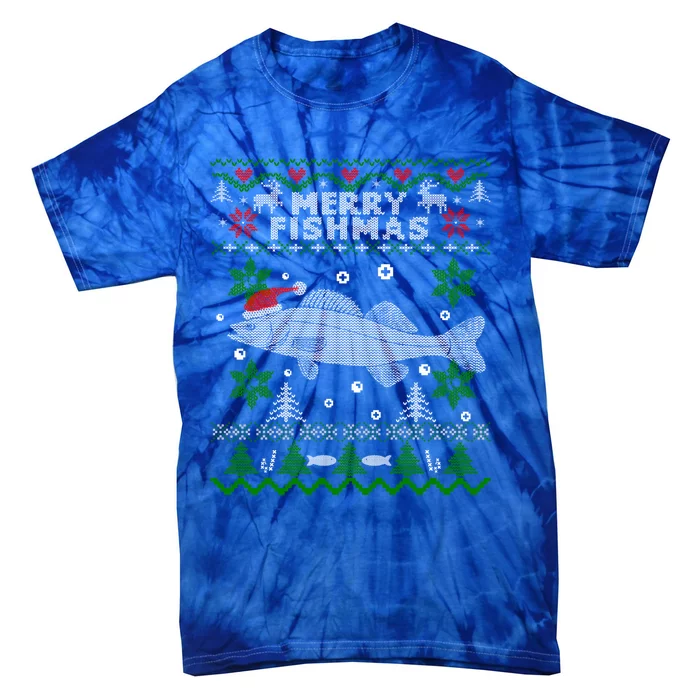 Merry Fishmas Walleye Fisher Gift Fishing Ugly Christmas Gift Tie-Dye T-Shirt