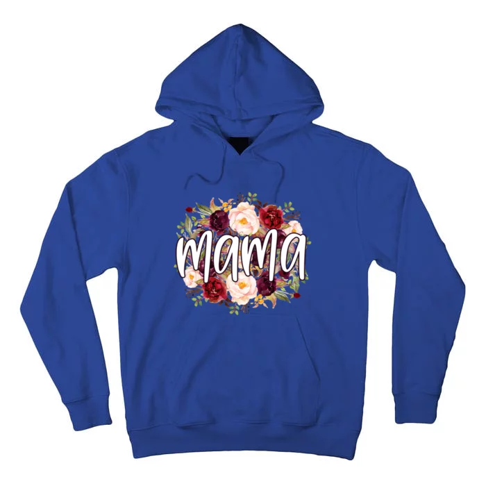 Mama Floral Watercolor Flowers Mother's Day Mom Rose Graphic Funny Gift Tall Hoodie