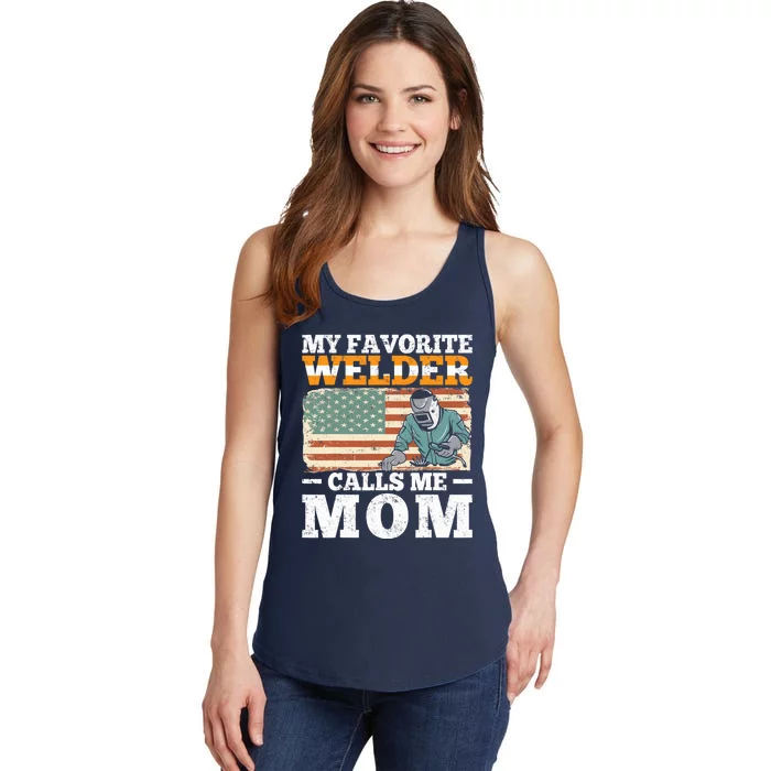 My Favorite Welder Calls Me Mom Vintage Welding Outfit Mom Ladies Essential Tank